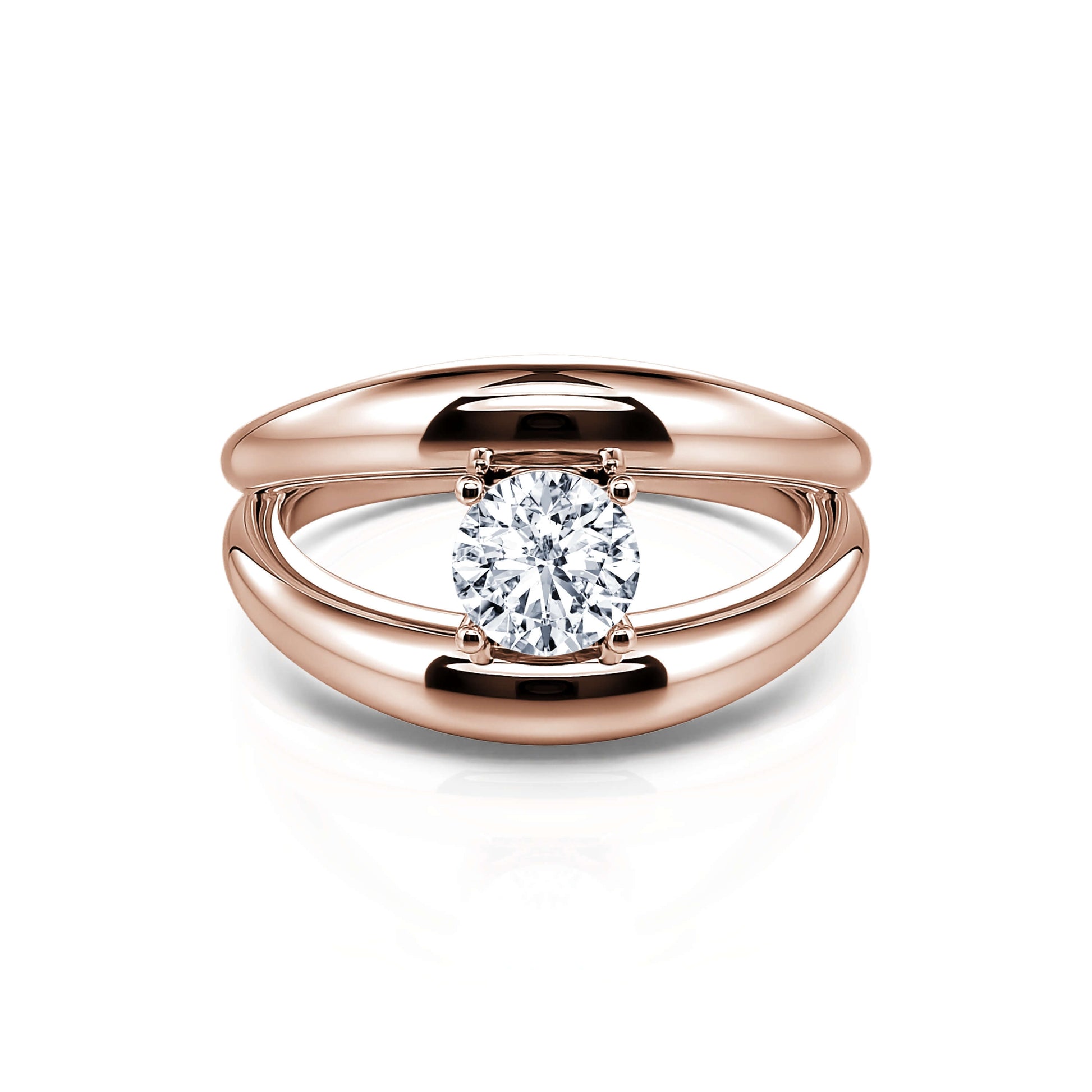 Solitaire diamant or rose Inès 1