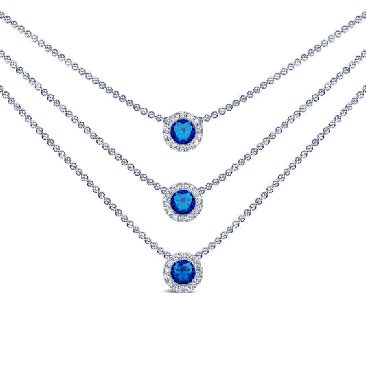 Janet - Collier or blanc diamant et saphirs #2