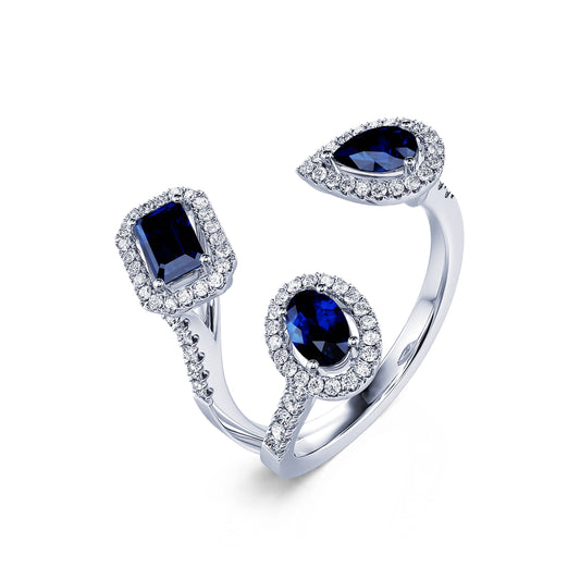 Jared&nbsp;-&nbsp;Bague ouverte mutliformes saphirs et diamant #2