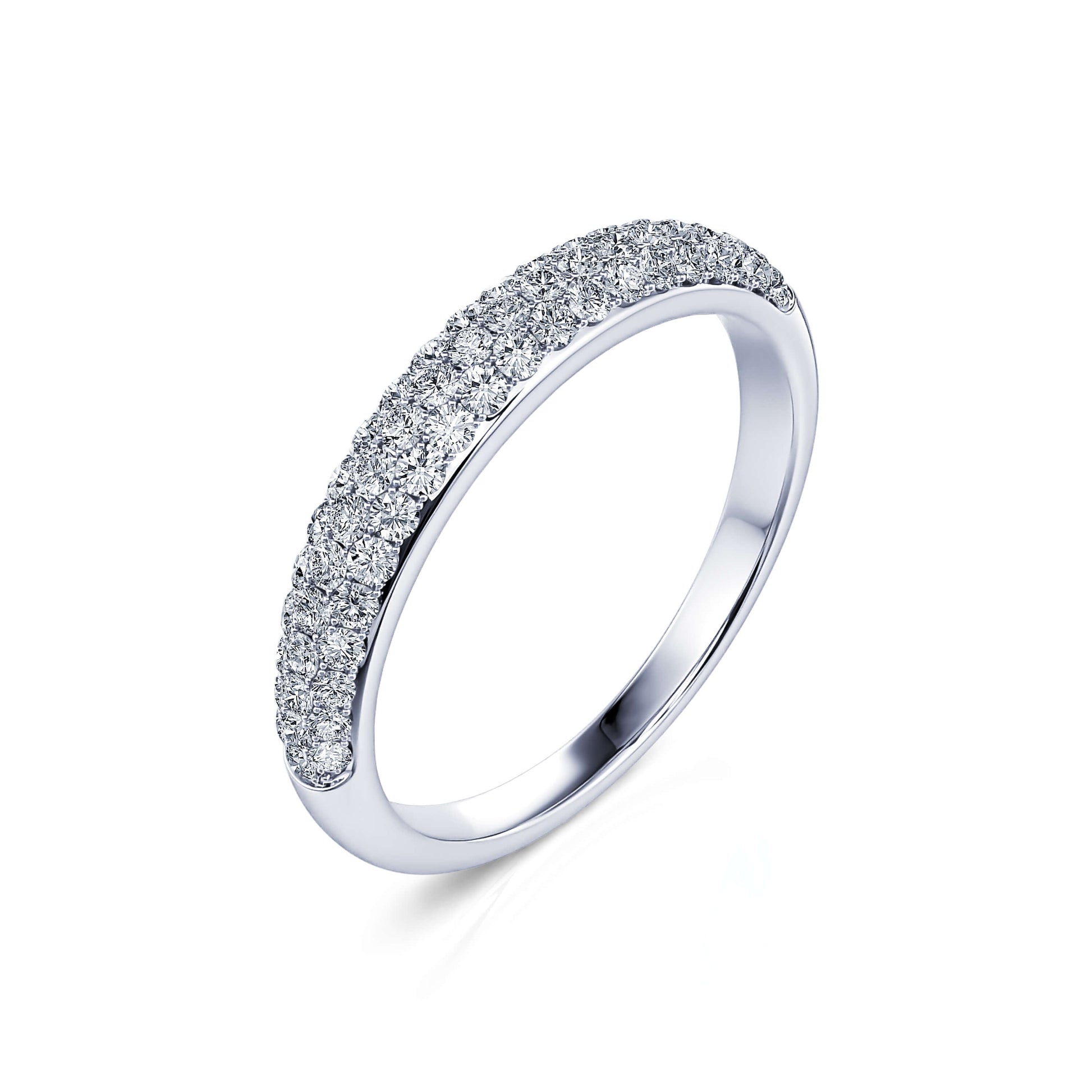 Alliance demi tour platine diamant pavé Joie 1