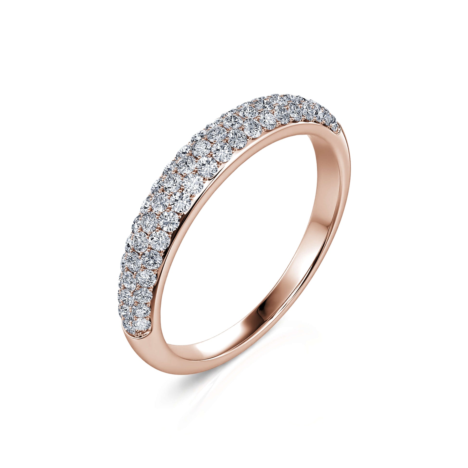 Alliance demi tour or rose diamant pavé Joie 1