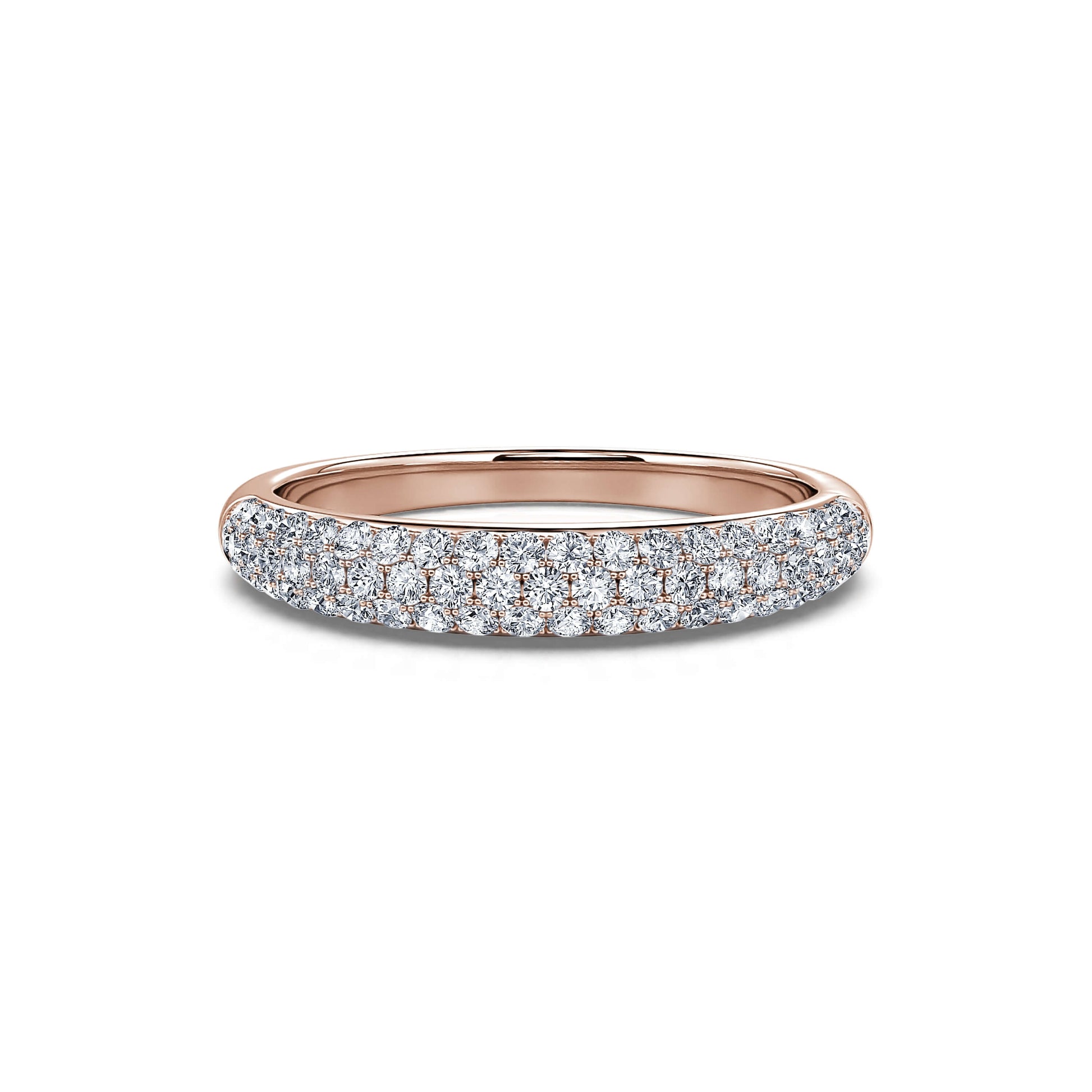 Alliance demi tour or rose diamant pavé Joie 3