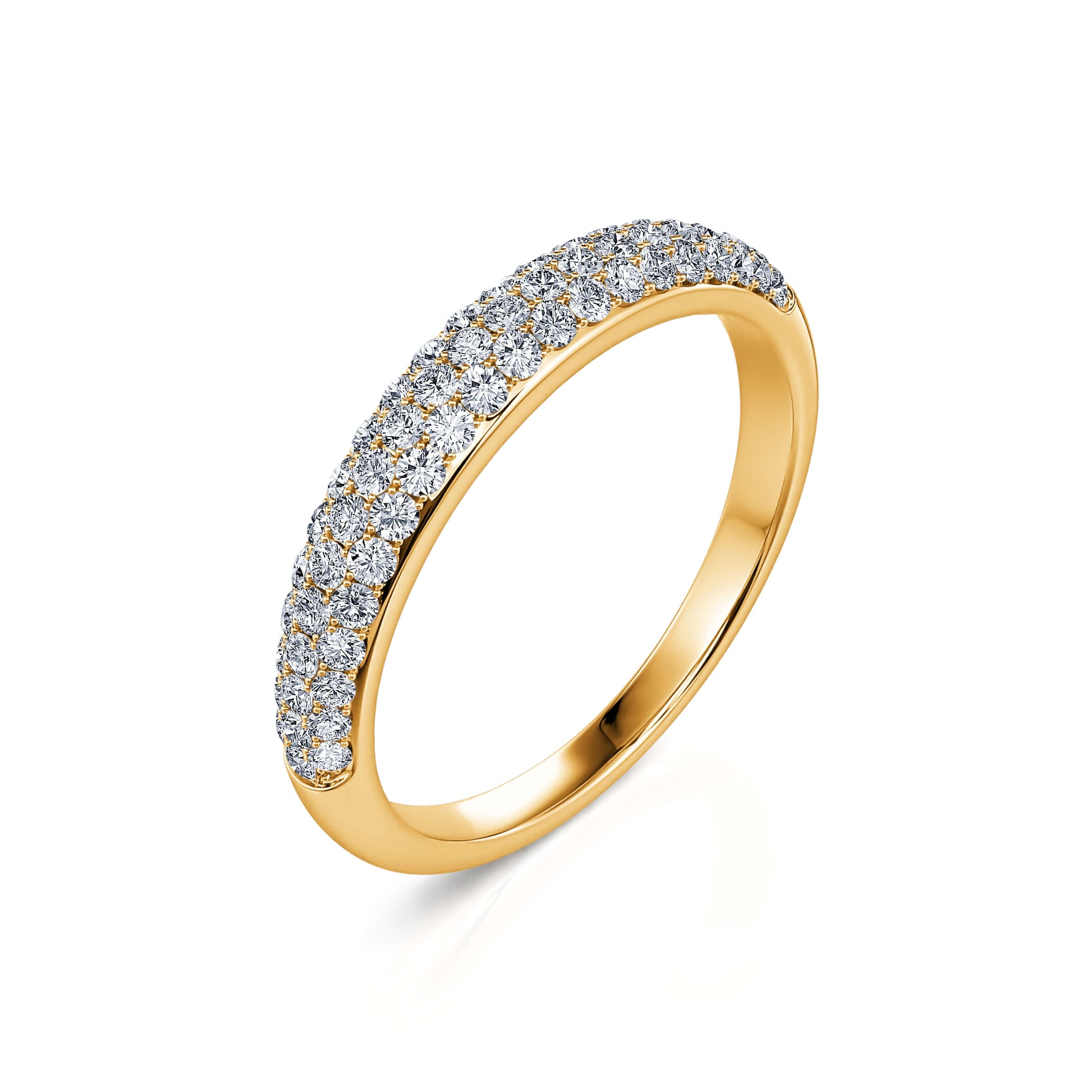 Alliance demi tour or jaune diamant pavé Joie 1