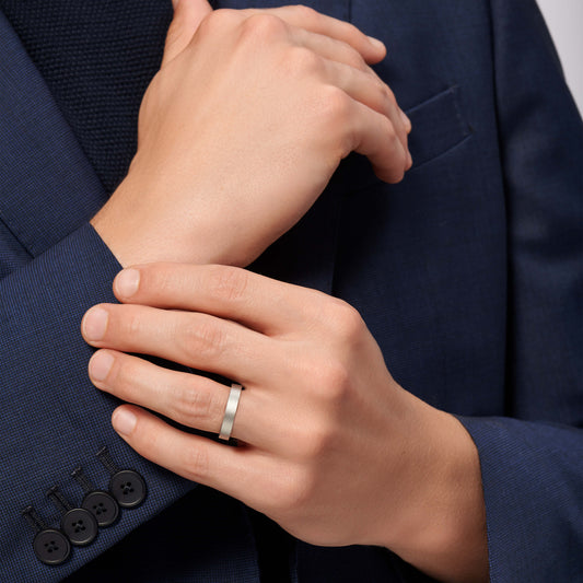 Jolly - Alliance ruban plat sablée or blanc #2