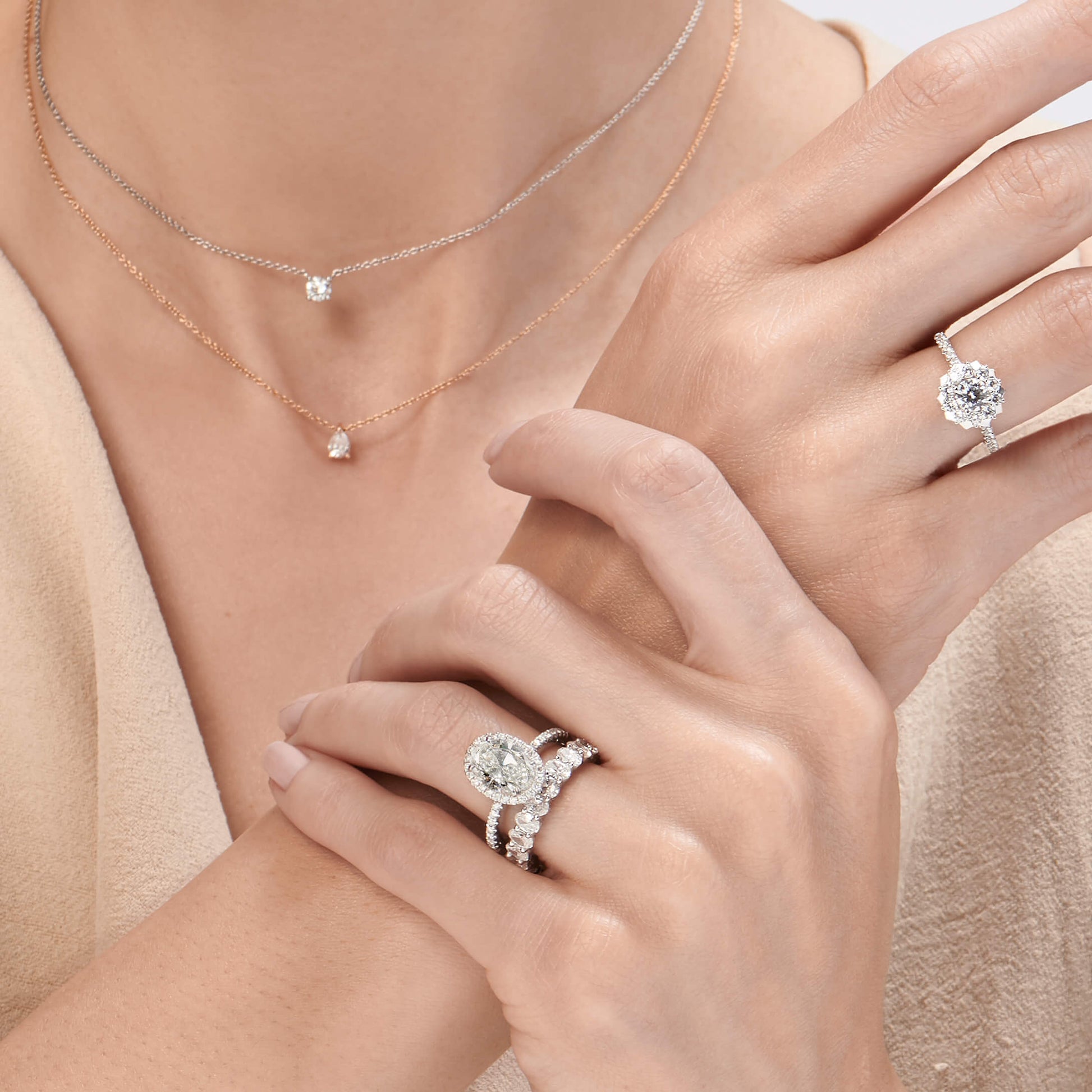 Collier solitaire diamant or blanc Joy M 6