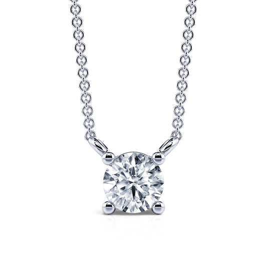 Joy - Collier solitaire diamant or blanc #2