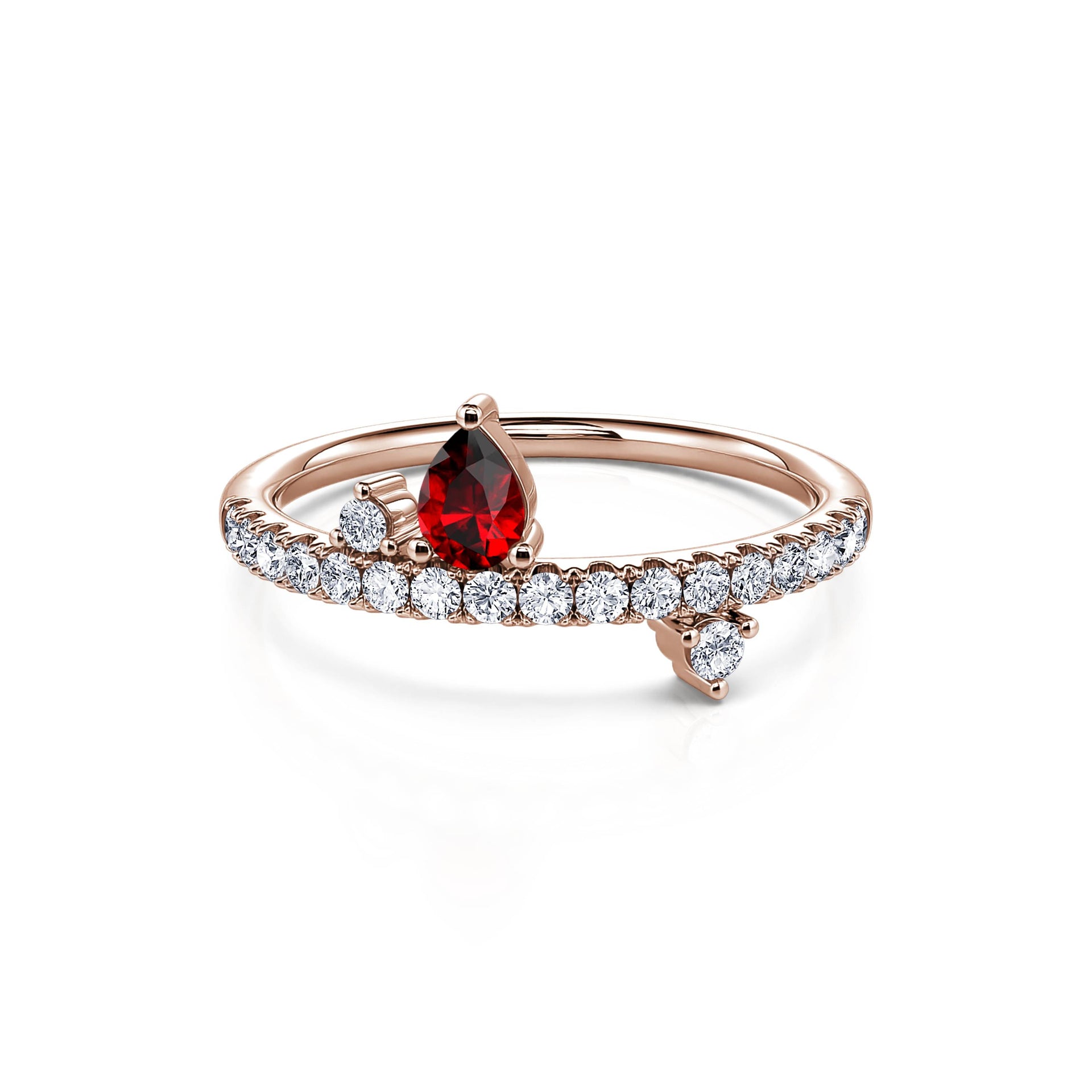 Bague en or avec rubis du Mozambique AAA, 0,6 ct