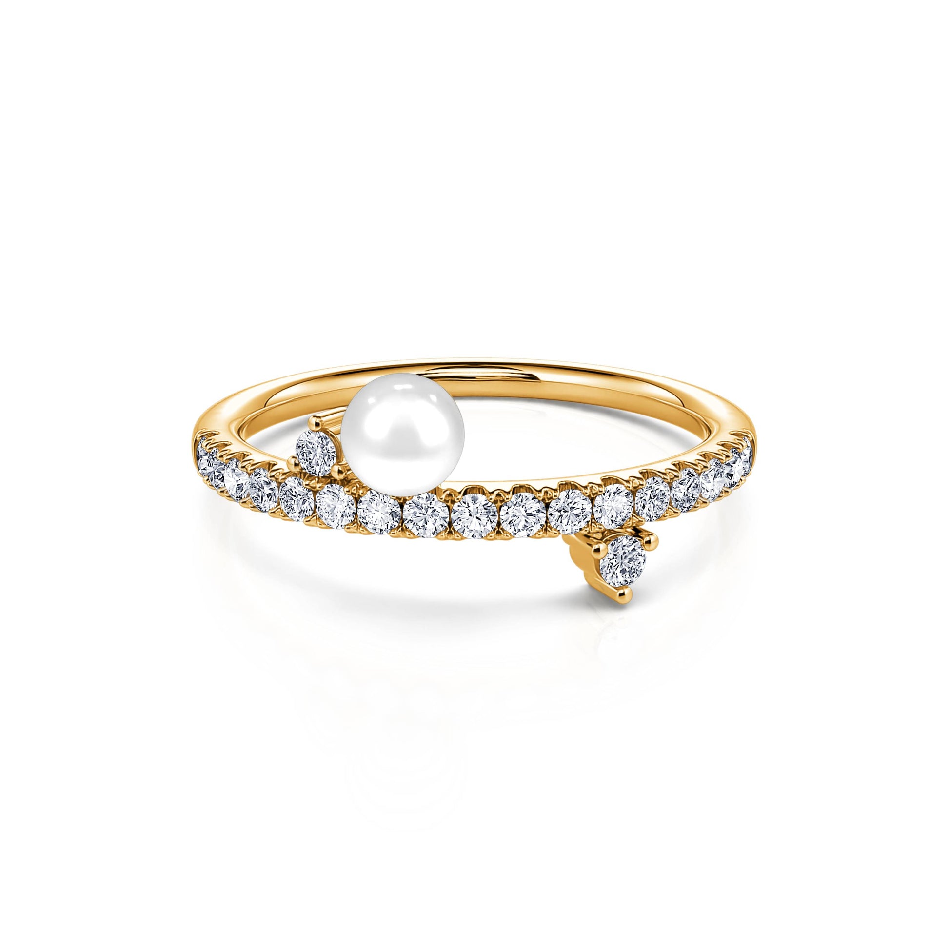 Bague de naissance or jaune diamant et perle Juin 1