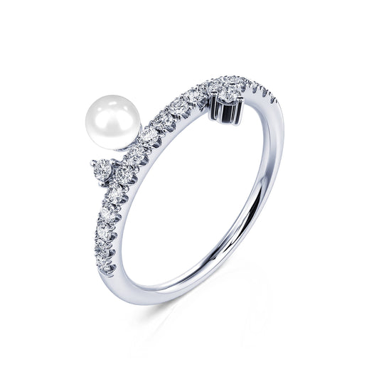 Juin - Bague de naissance platine diamant et perle #2