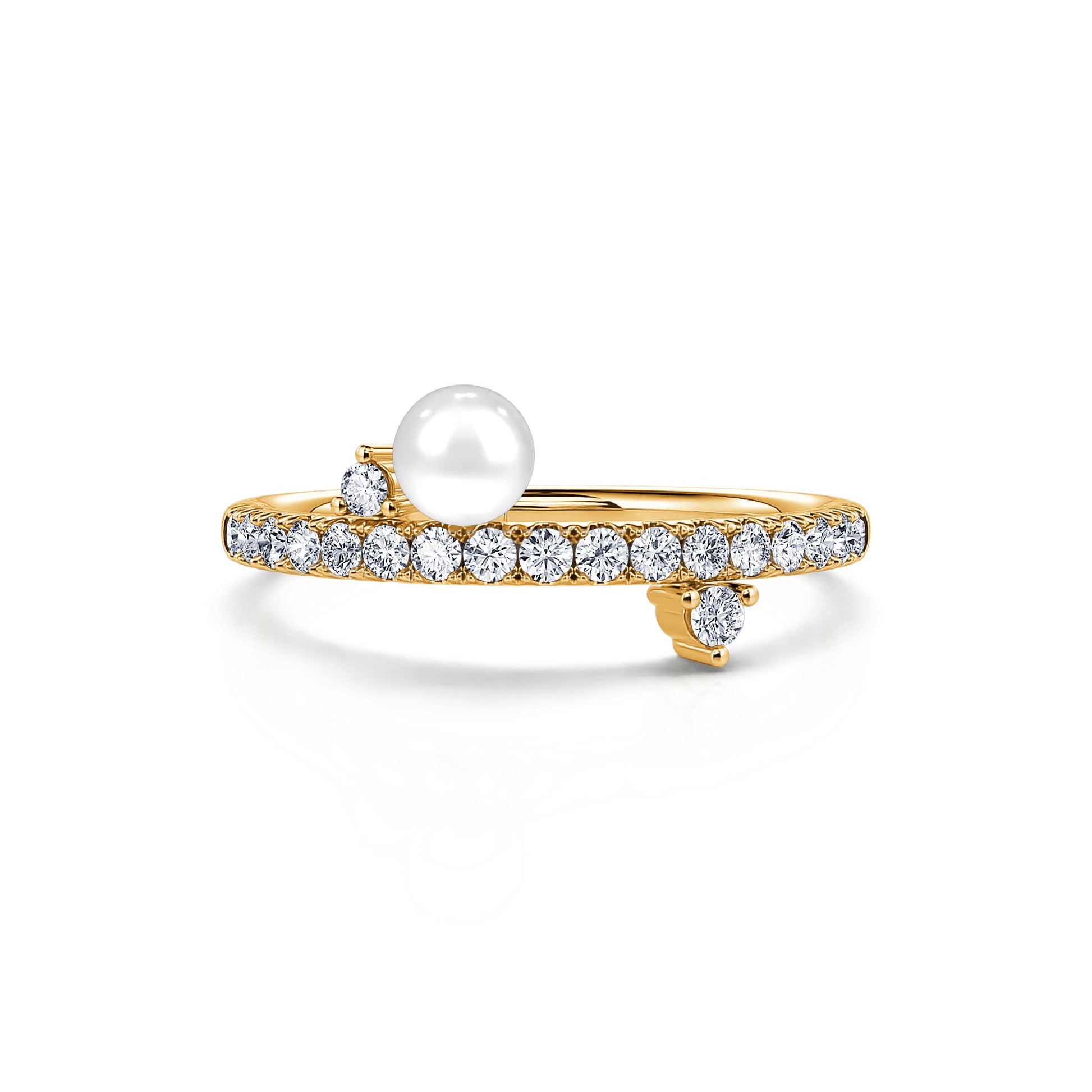 Bague de naissance or jaune diamant et perle Juin 4