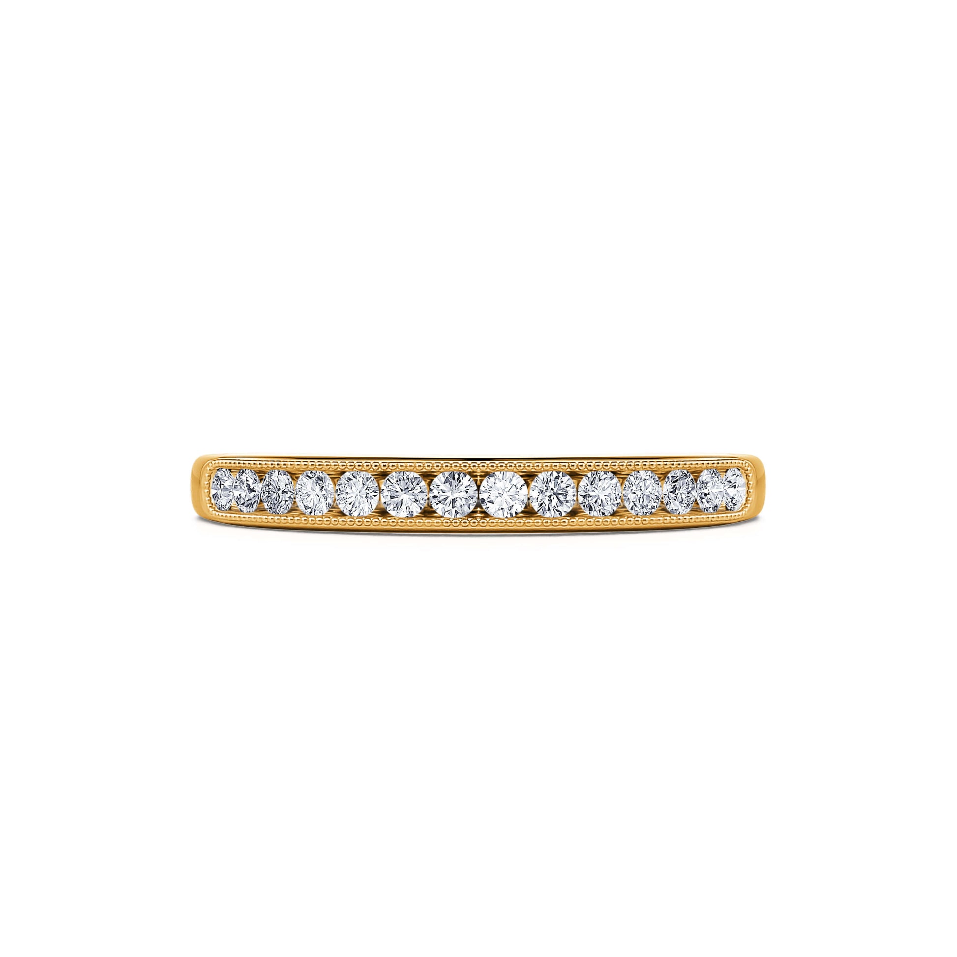 Alliance demi tour rail perlé or jaune diamant Julia 2