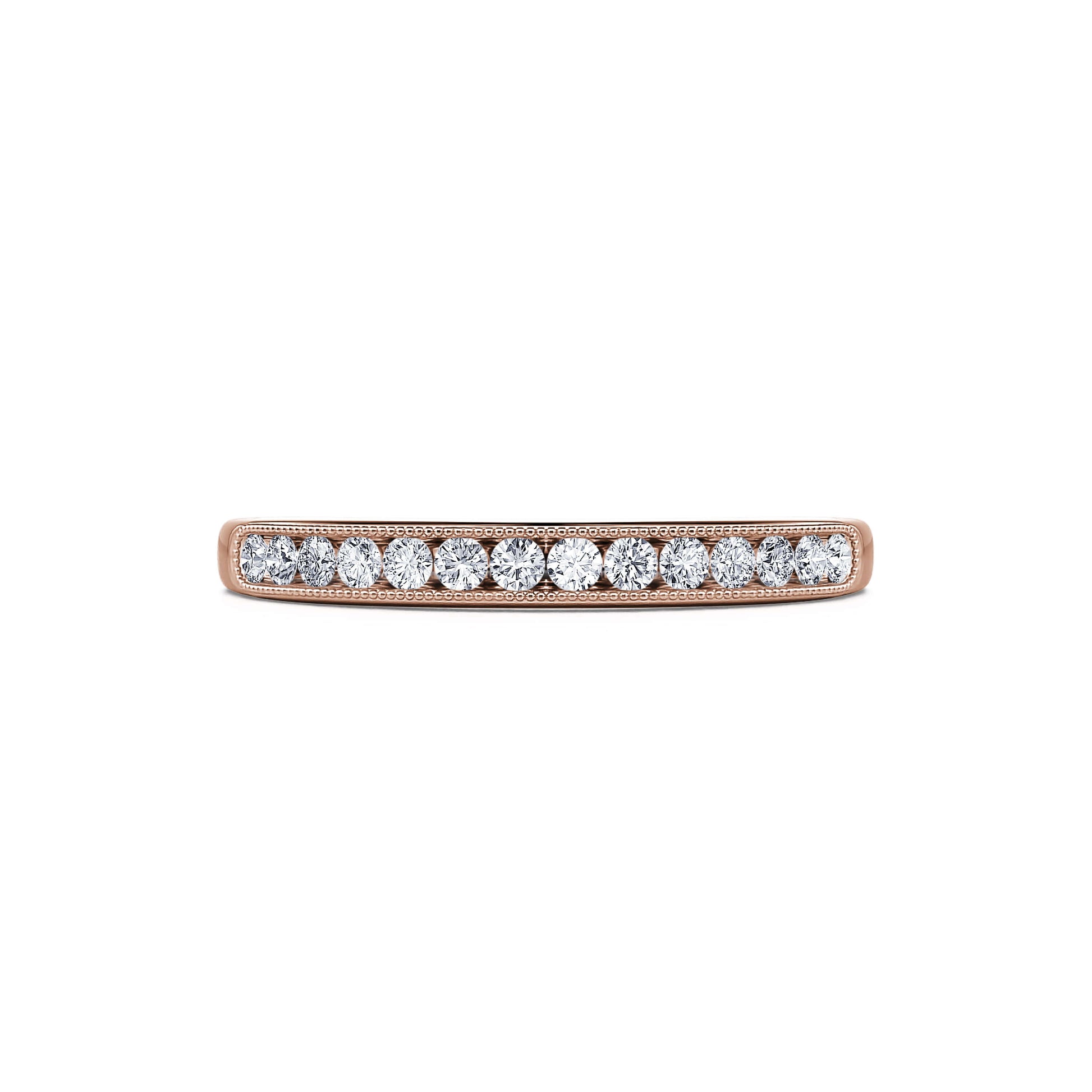 Alliance demi tour rail perlé or rose diamant Julia 2