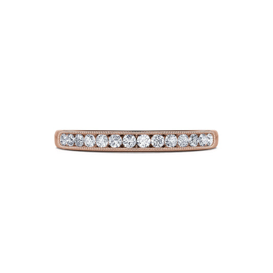 Julia&nbsp;-&nbsp;Alliance demi tour rail perlé or rose diamant #2
