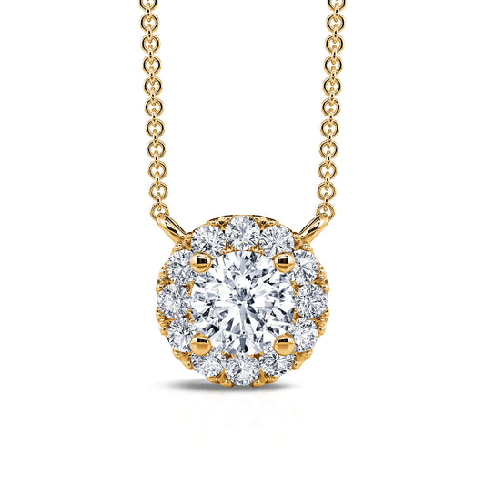June&nbsp;-&nbsp;Collier or jaune diamant rond avec halo #2
