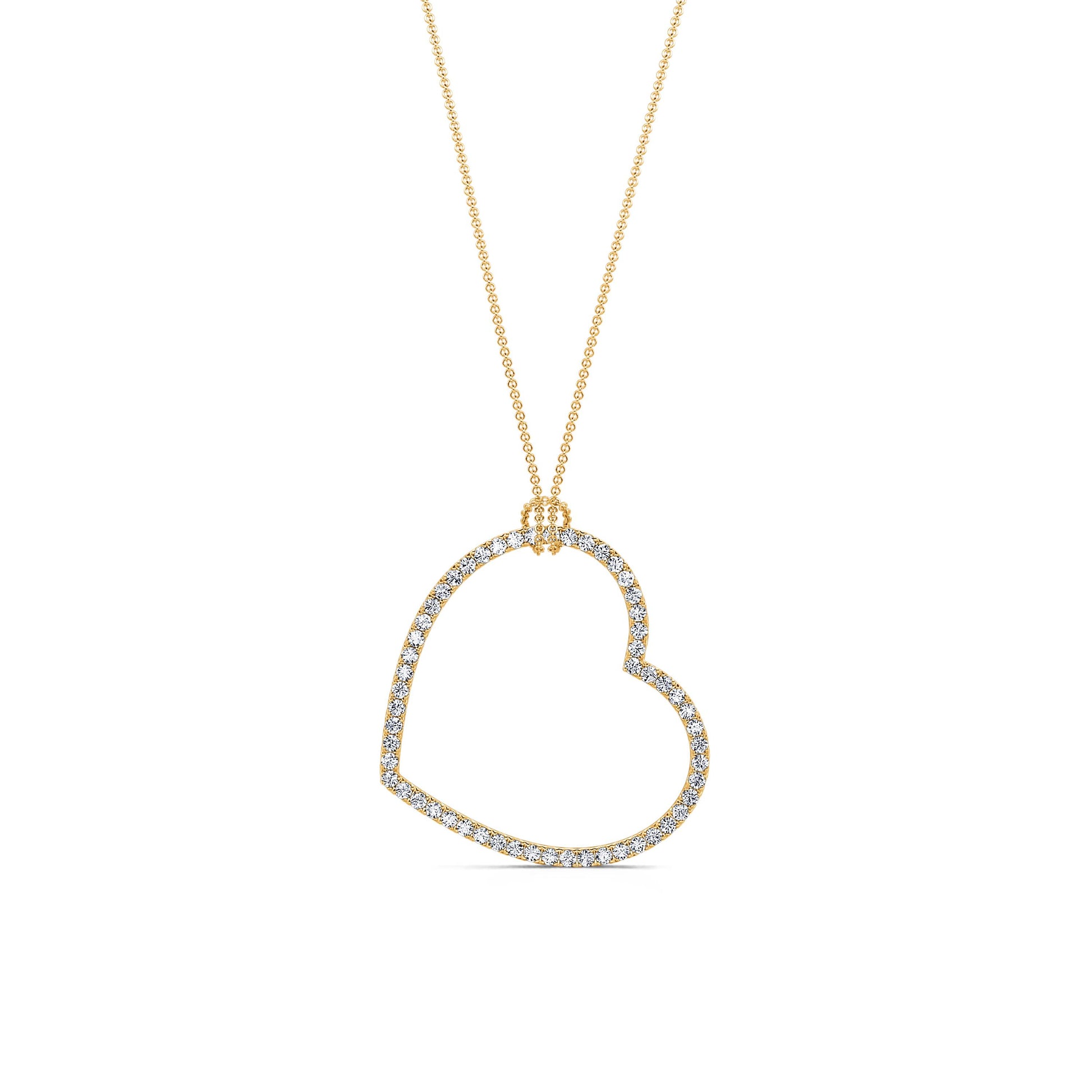 Pendentif coeur suspendu diamant or jaune Kiara 2