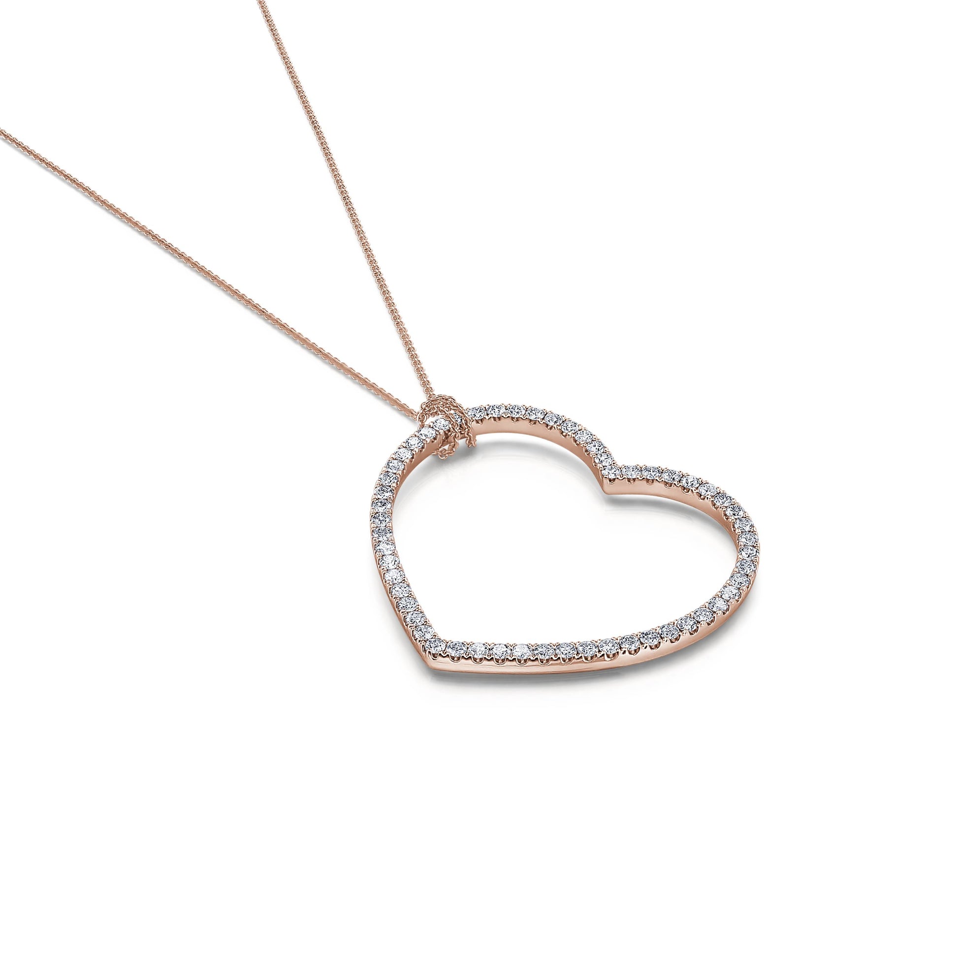 Pendentif coeur suspendu diamant or rose Kiara 1