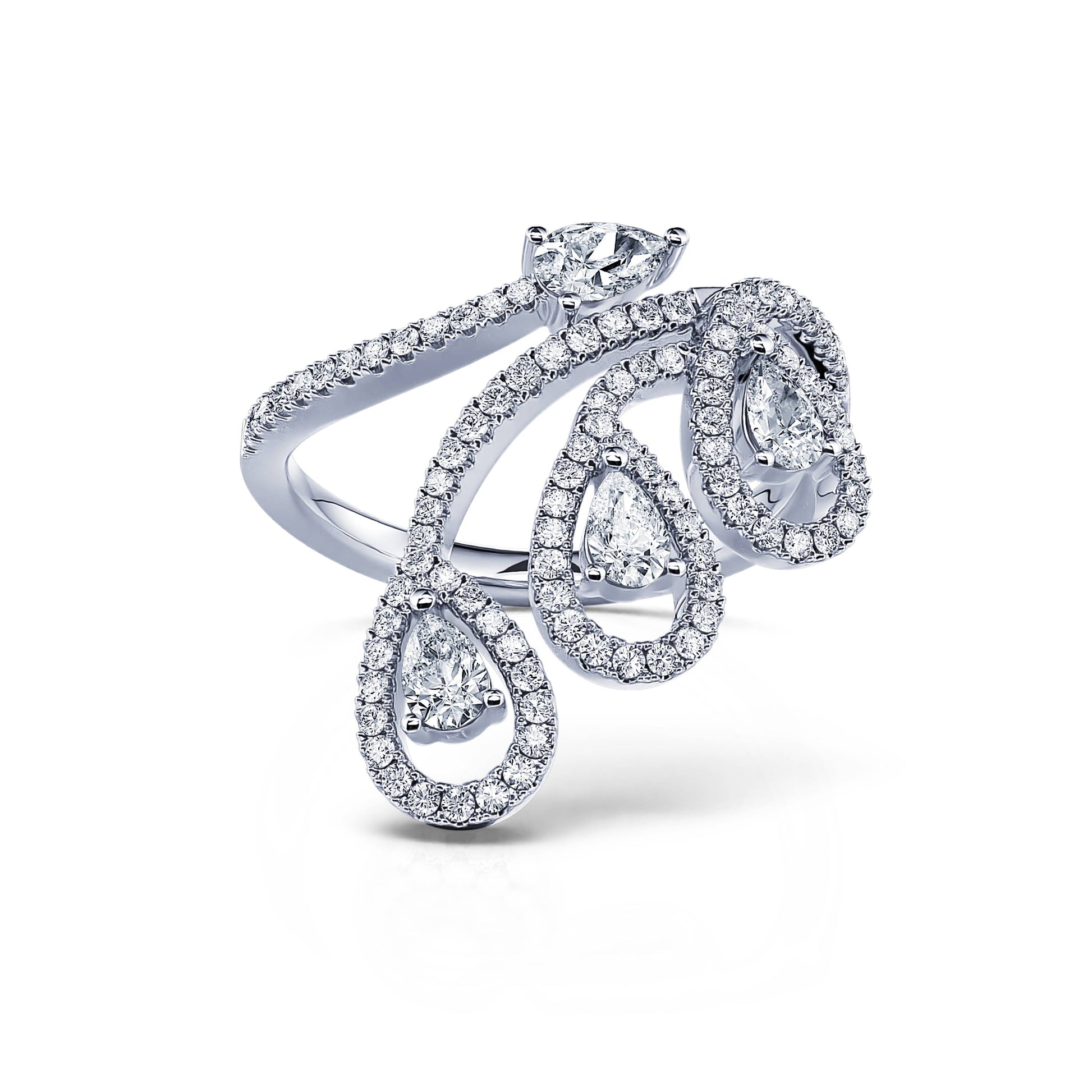 Bague platine diamant diadème quatre poire Kimia 4