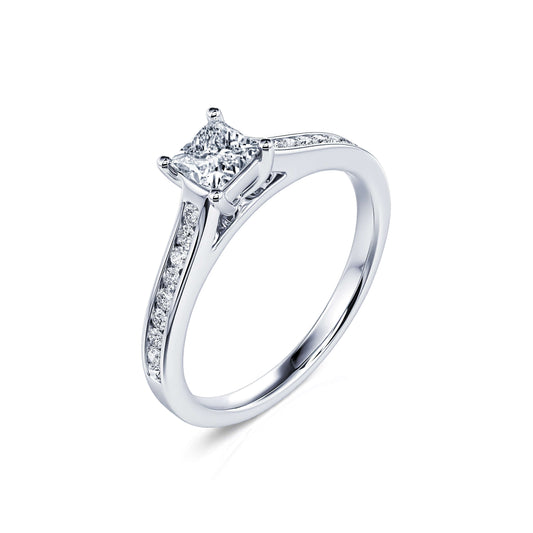 Laetitia&nbsp;-&nbsp;Solitaire platine diamant princesse #2