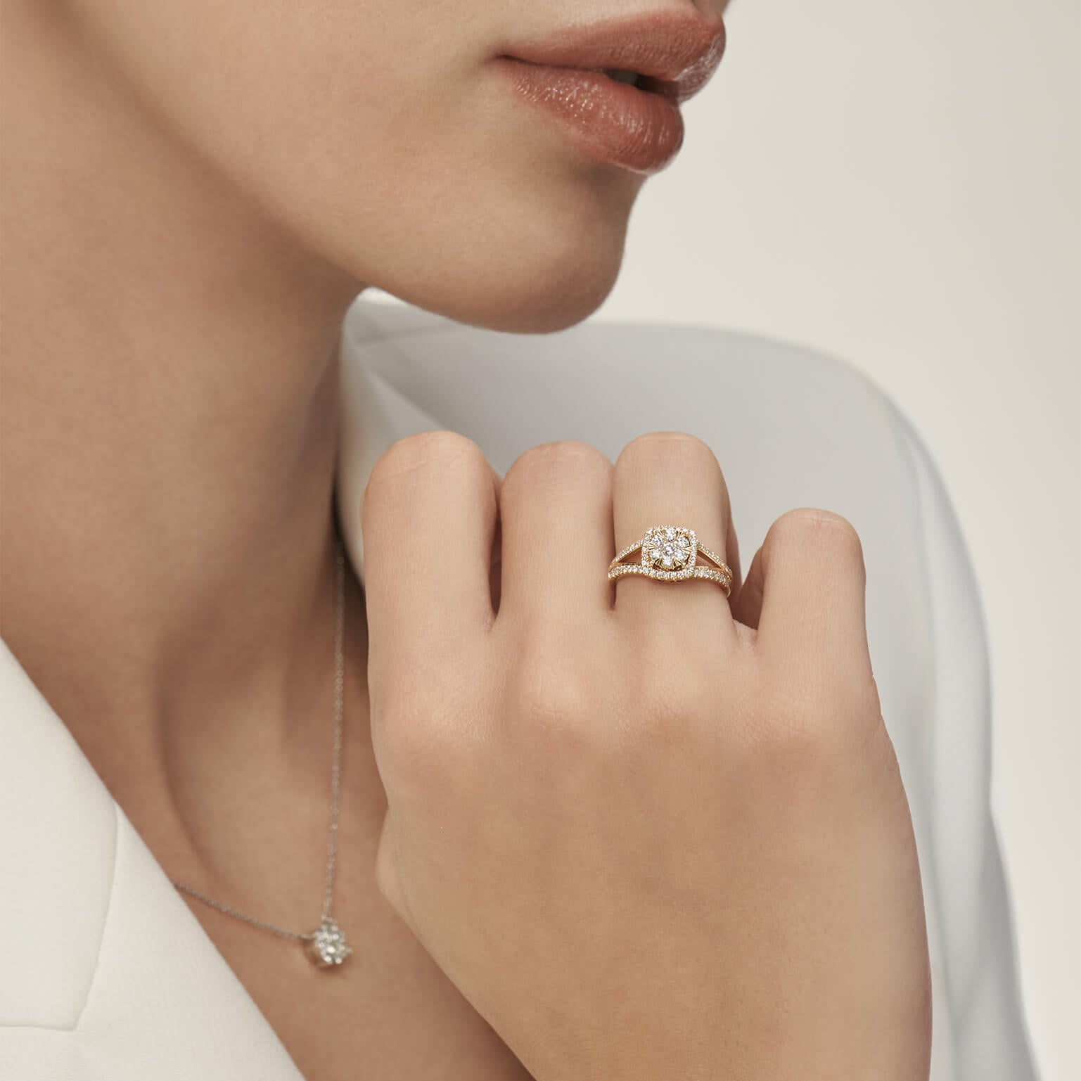 Solitaire diamant or rose Lara 4