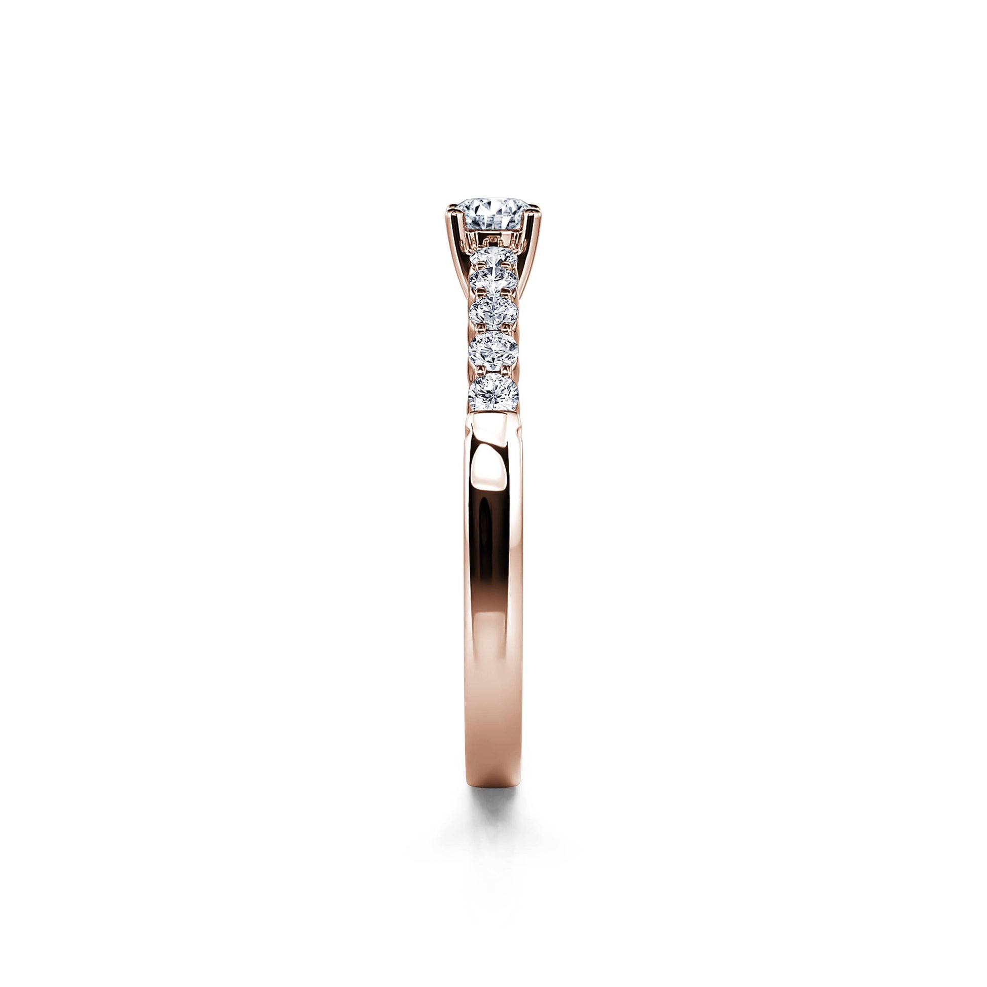 Bague de fiançailles or rose diamant rond Laurette 4