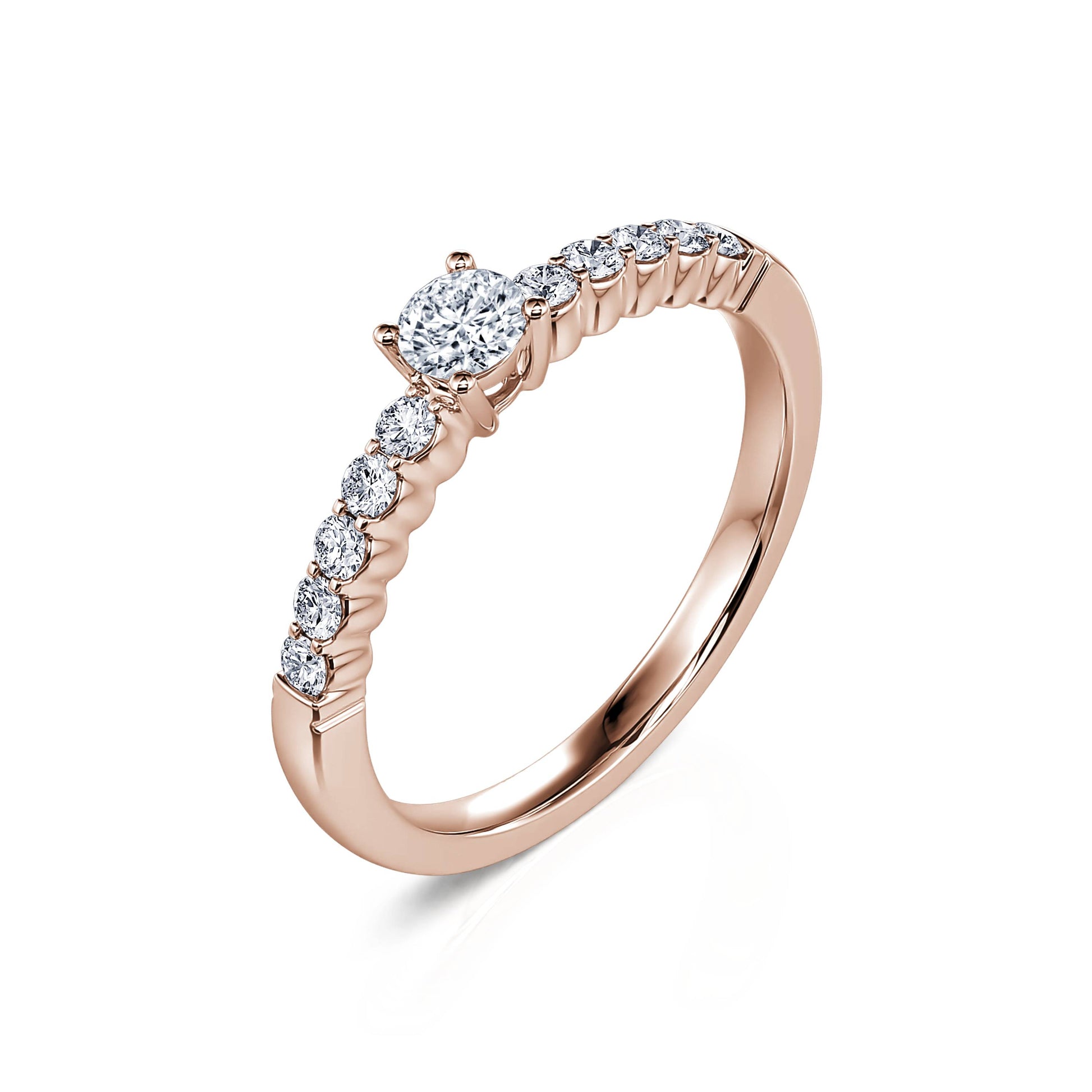 Bague de fiançailles or rose diamant rond Laurette 2