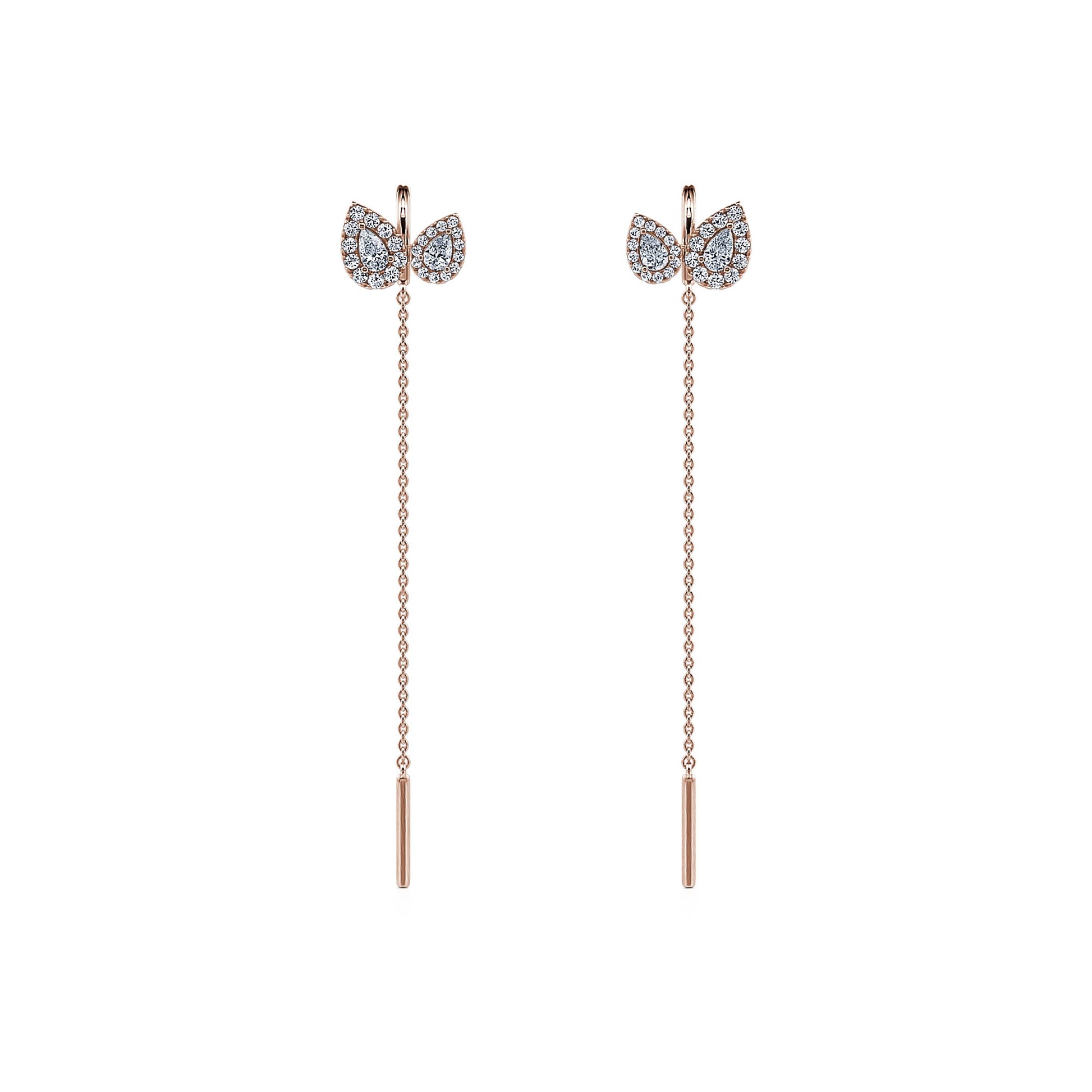 Boucles d'oreilles "Toi &amp; Moi" or rose diamants Leia 1