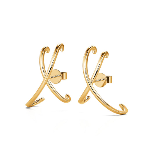 Lélia - Boucles d'oreilles croisée or jaune #2