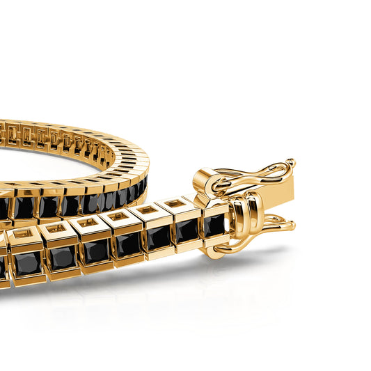 Lenny&nbsp;-&nbsp;Bracelet rivière diamant noir or jaune #2