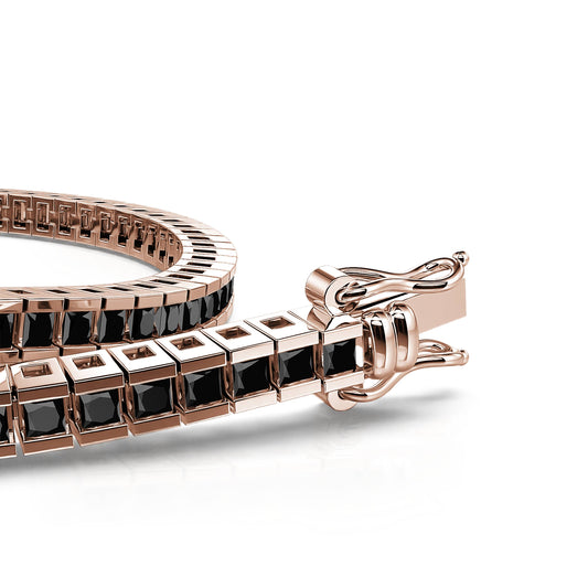 Lenny&nbsp;-&nbsp;Bracelet rivière diamant noir or rose #2
