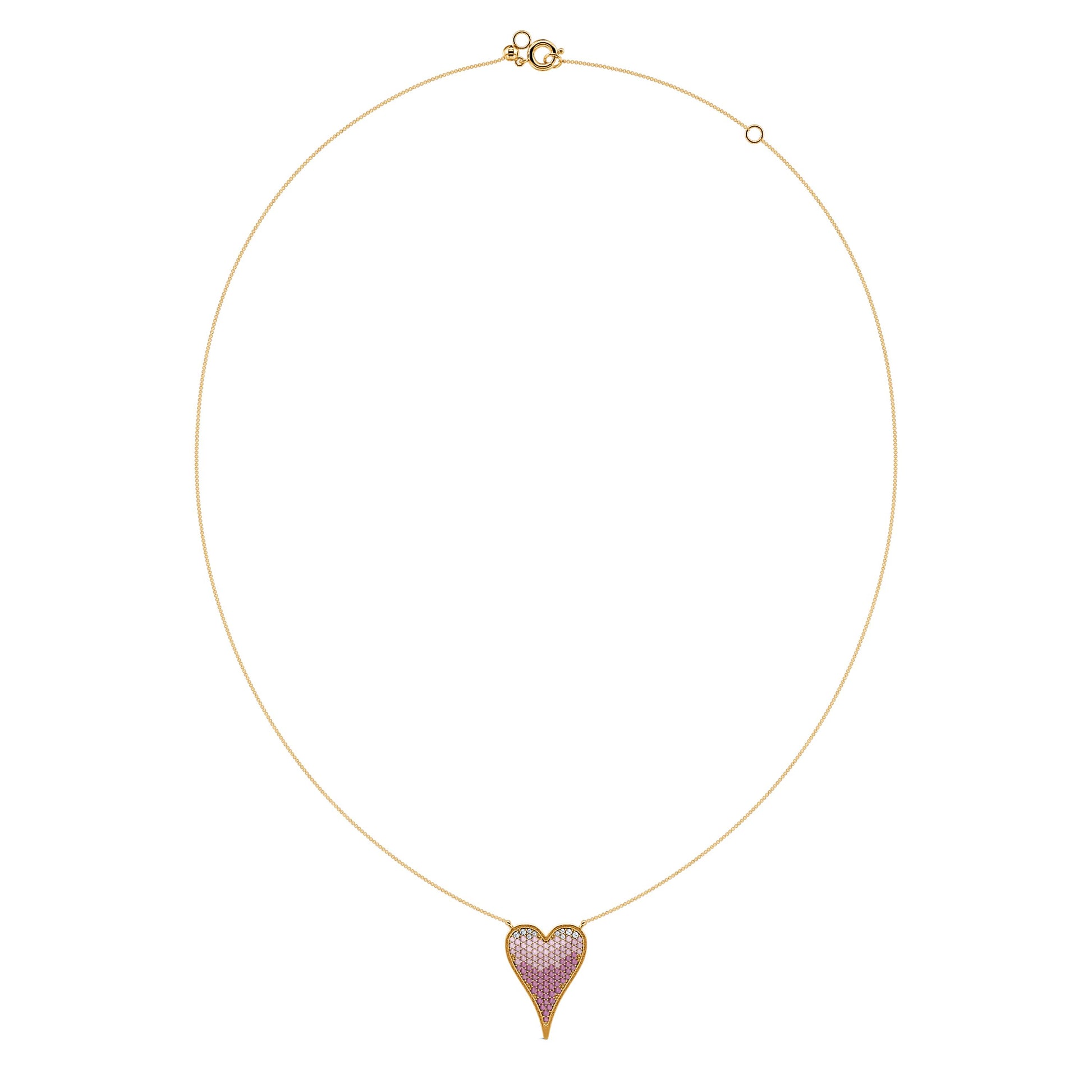 Collier coeur or jaune pavé rubis dégradé  Lev 2