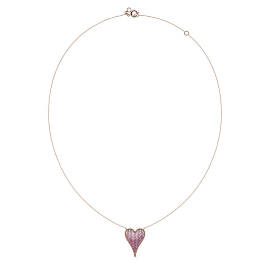 Lev - Collier coeur or rose pavé rubis dégradé #2