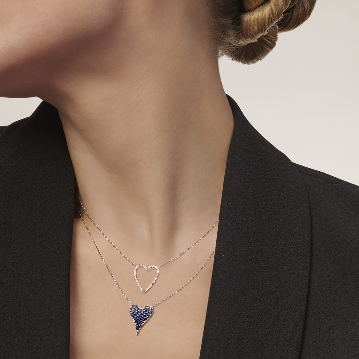 Collier coeur or blanc diamant  Libi 4