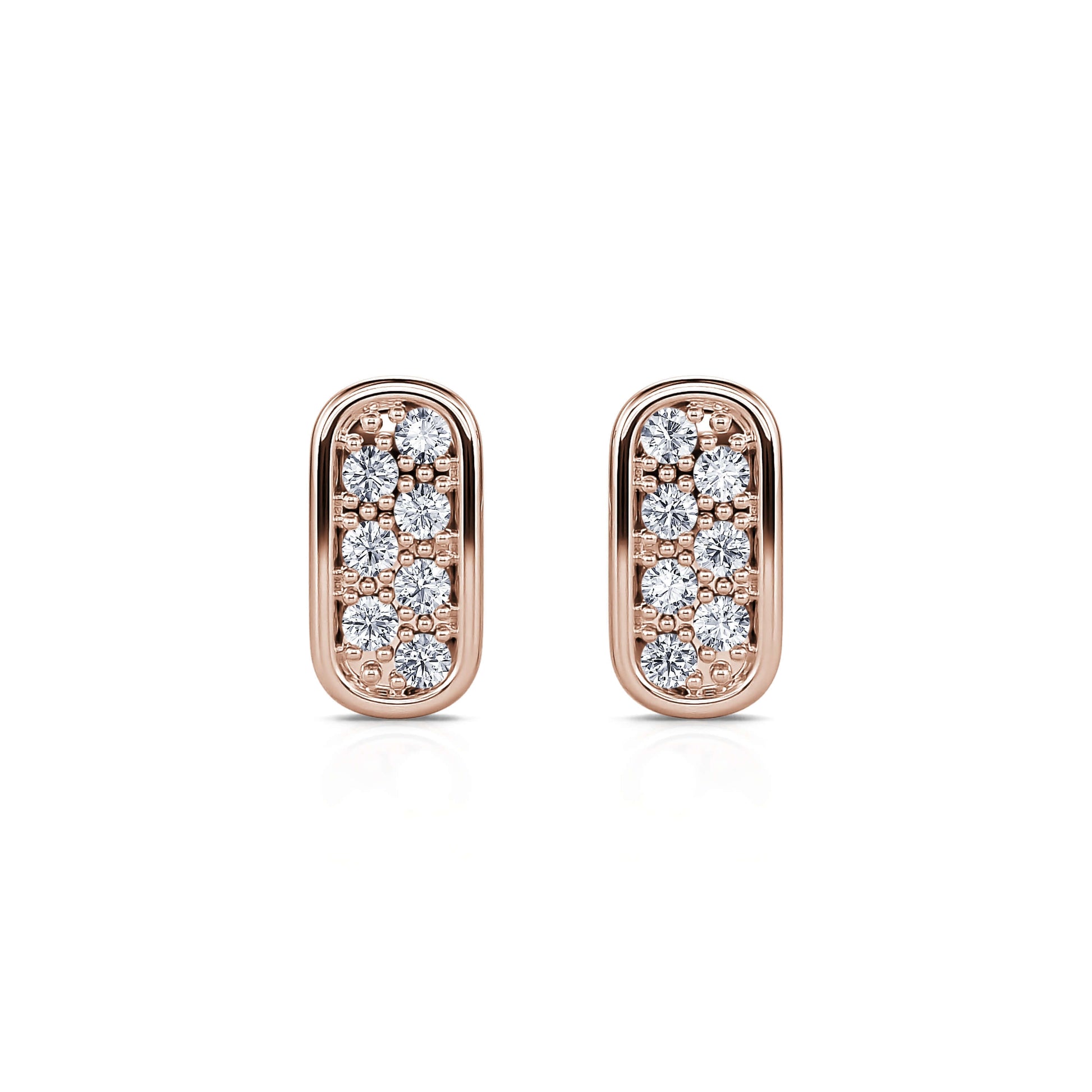 Boucles d'oreilles or rose diamant Lila 1