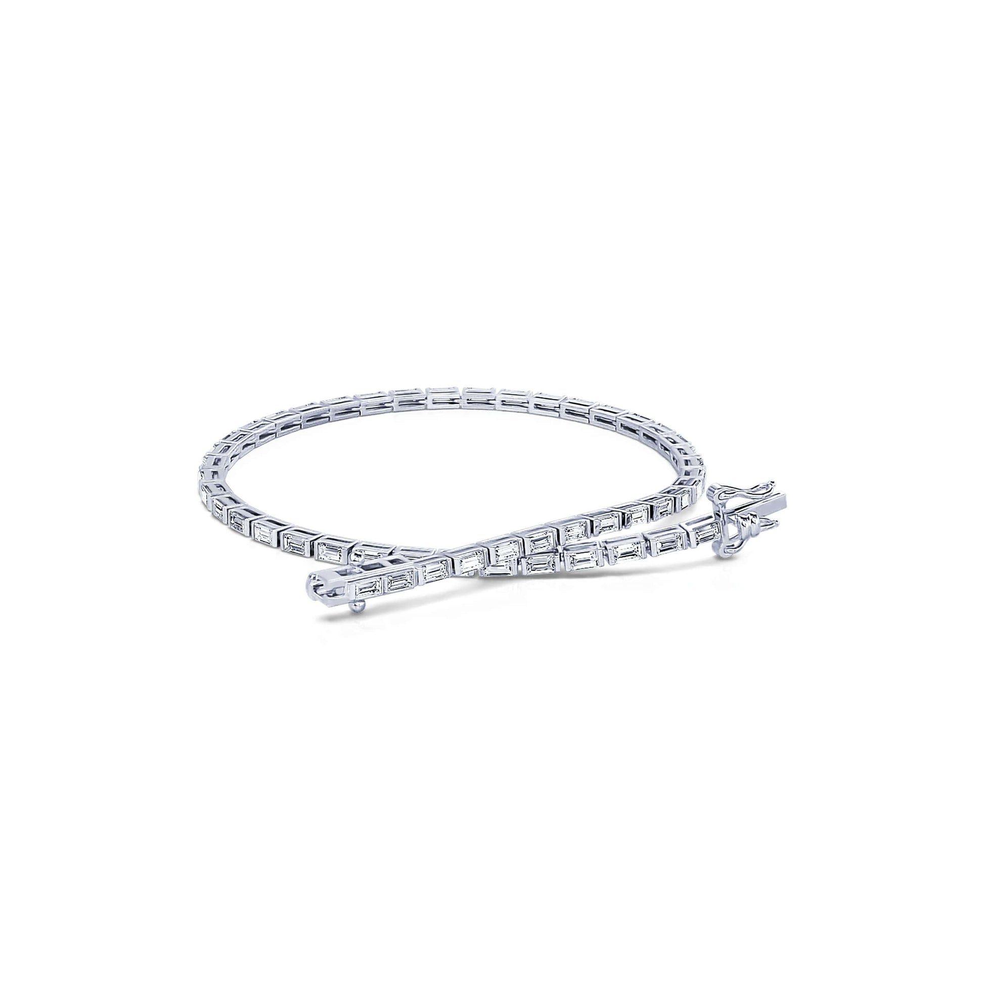 Bracelet rivière diamant baguette or blanc Lina 1