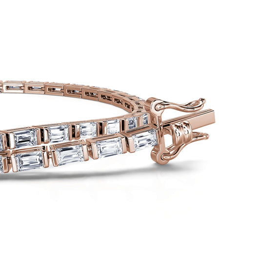 Lina - Bracelet tennis diamant baguette or rose #2
