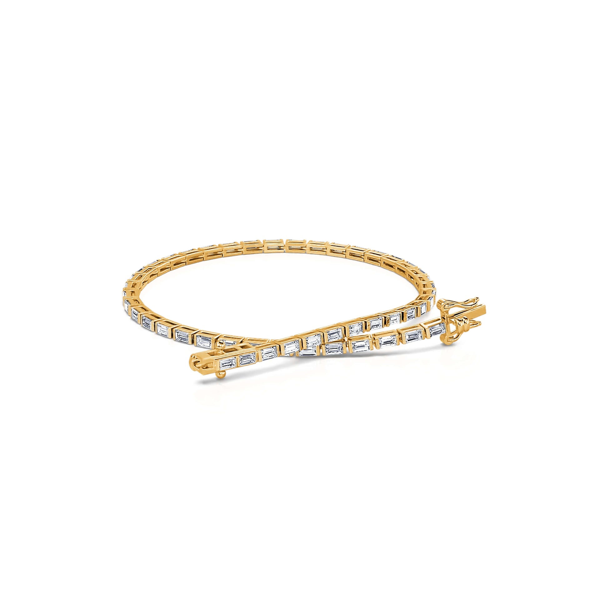 Bracelet rivière diamant baguette or jaune Lina 1