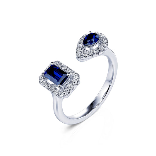 Liora Saphir&nbsp;-&nbsp;Bague Toi &amp; Moi Émeraude et Poire en diamant et saphir  #2