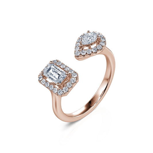 Liora - Bague Toi & Moi Émeraude et Poire en or rose #2