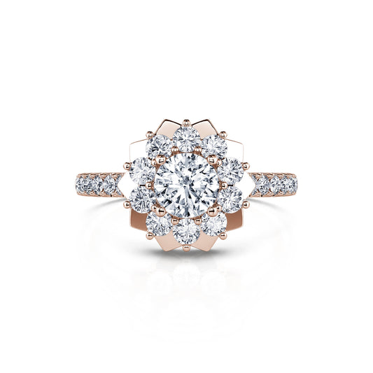 Lison - Bague marguerite or rose et diamant  #1