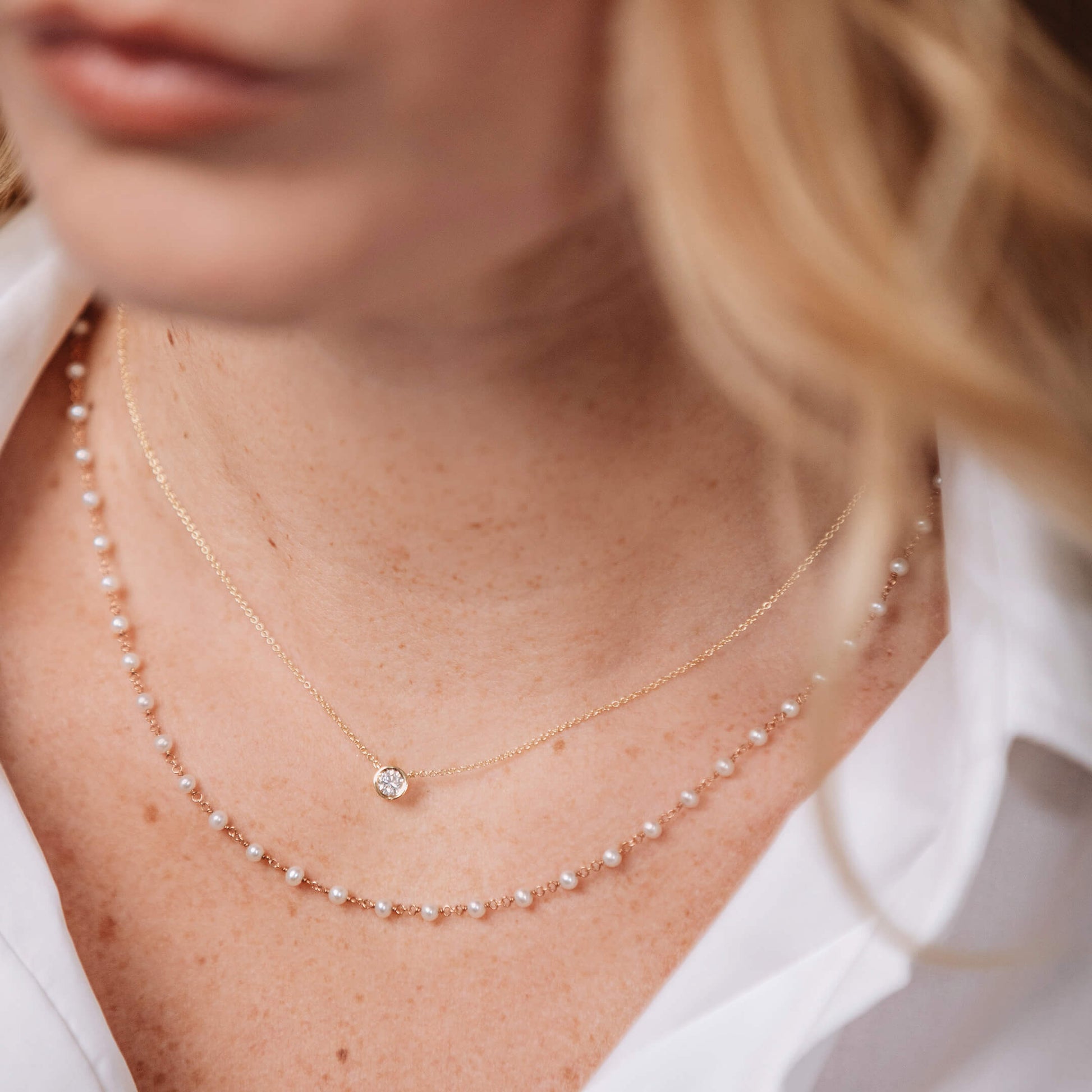 Collier or blanc diamant serti clos Liv M 7