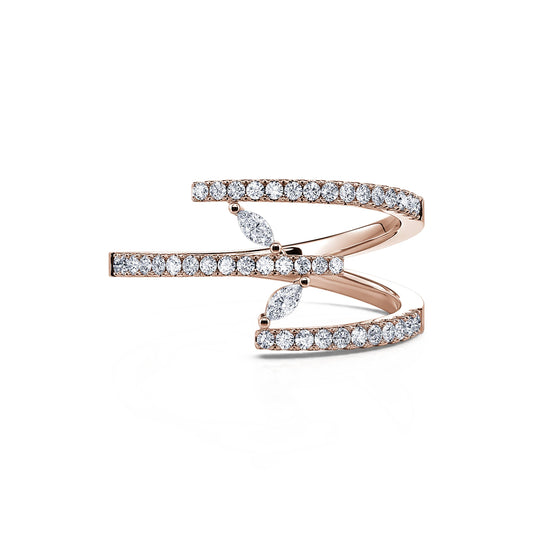 Livia&nbsp;-&nbsp;Bague diamant trois rangs or rose  #2