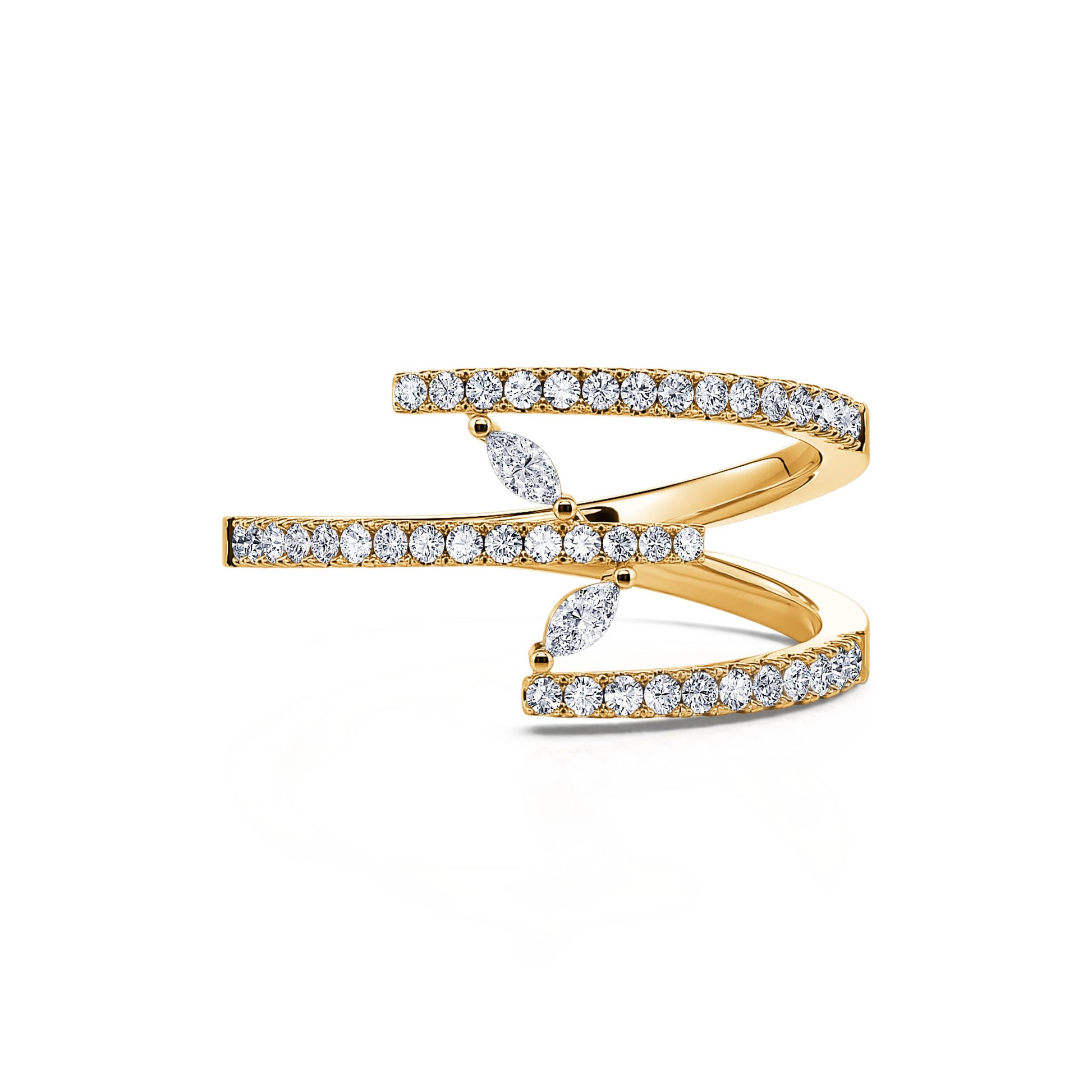 Bague diamant trois rangs or jaune Livia 2