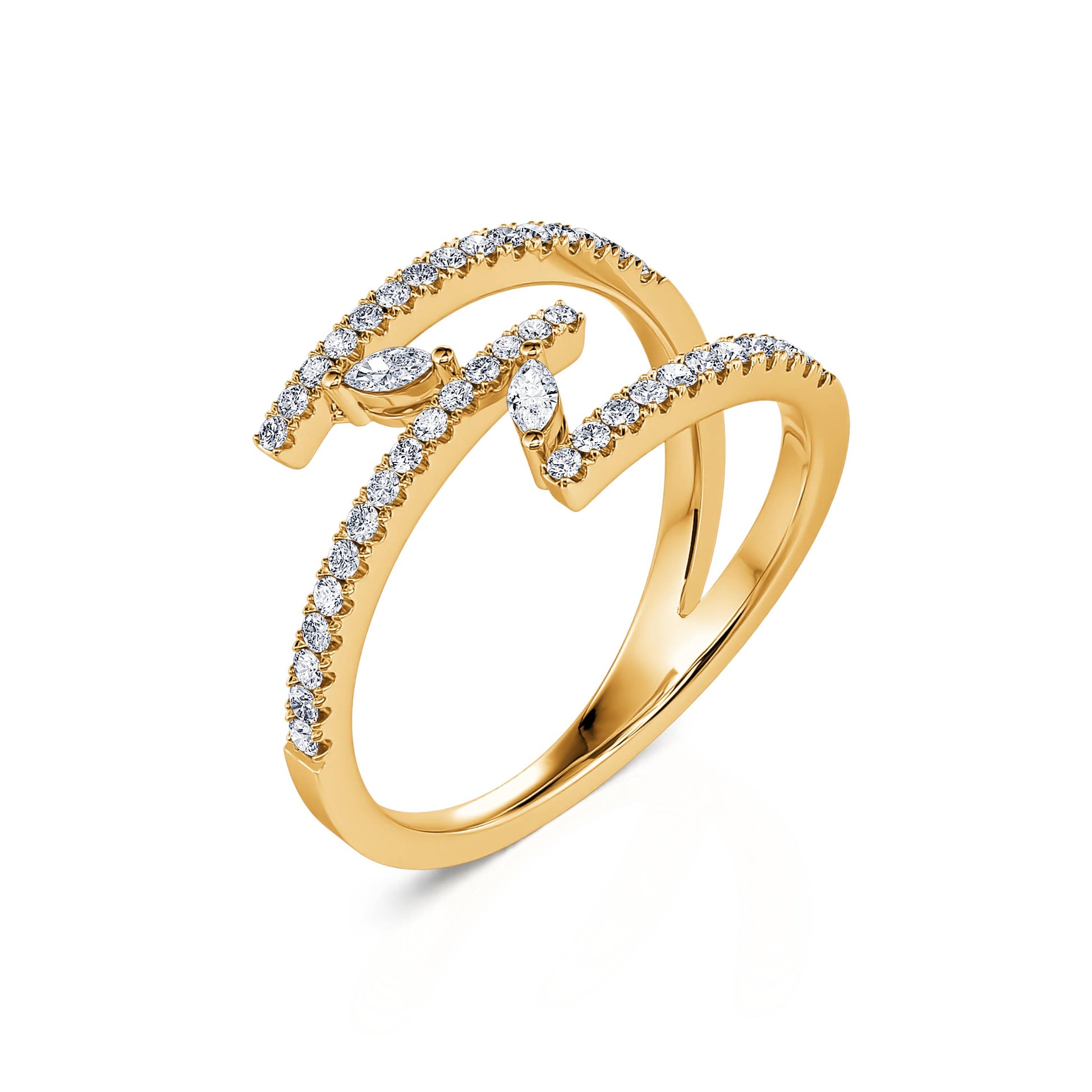 Bague diamant trois rangs or jaune Livia 1