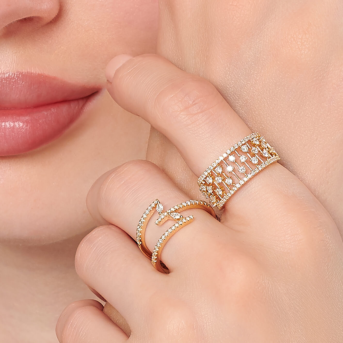 Bague diamant trois rangs or jaune Livia 5