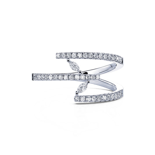 Livia - Bague diamant trois rangs or blanc #2