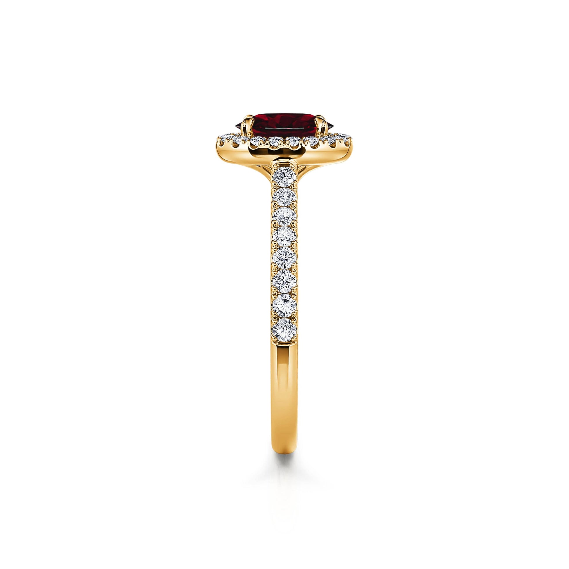 Bague or jaune rubis et halo de diamant Louise Rubis 3