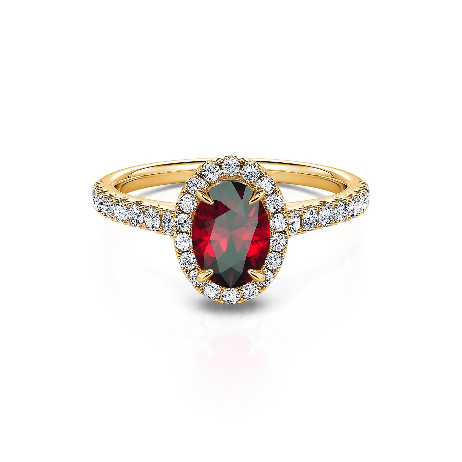 Bague or jaune rubis et halo de diamant Louise Rubis 1