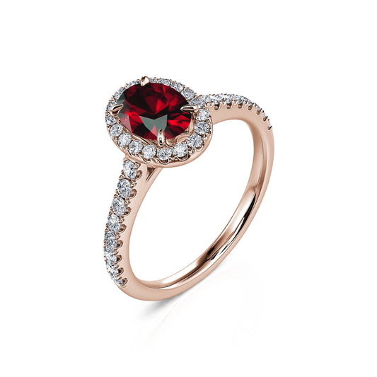 Louise Rubis&nbsp;-&nbsp;Bague or rose rubis et halo de diamant #2