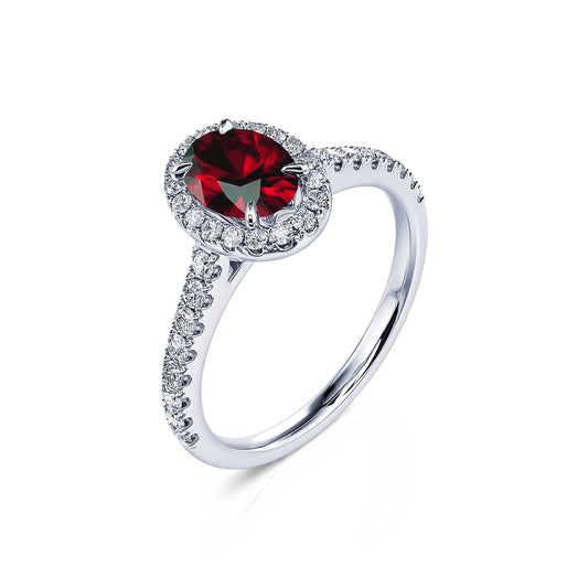 Louise Rubis&nbsp;-&nbsp;Bague platine rubis et halo de diamant #2