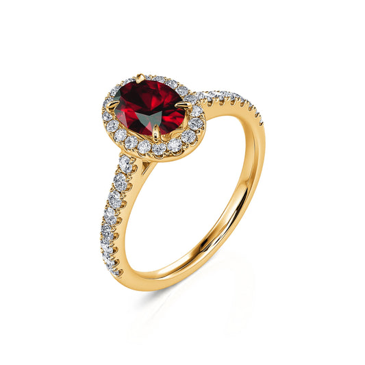 Louise Rubis&nbsp;-&nbsp;Bague or jaune rubis et halo de diamant #2